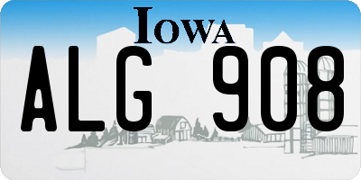 IA license plate ALG908