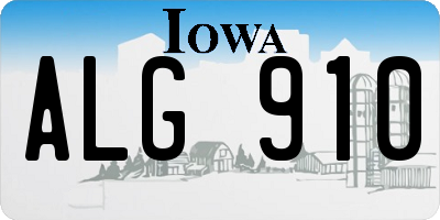 IA license plate ALG910