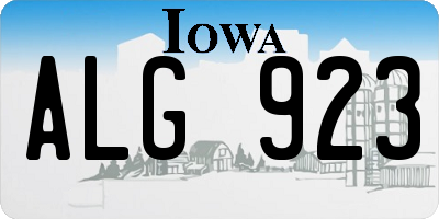 IA license plate ALG923