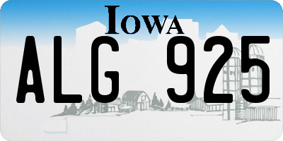 IA license plate ALG925