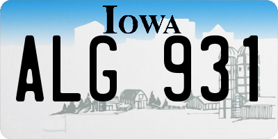 IA license plate ALG931