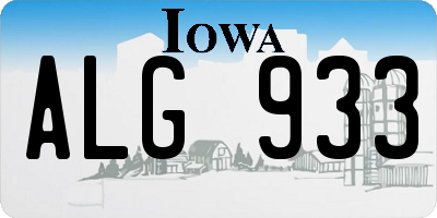 IA license plate ALG933