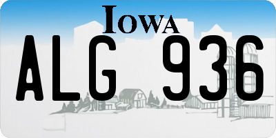 IA license plate ALG936