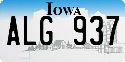 IA license plate ALG937
