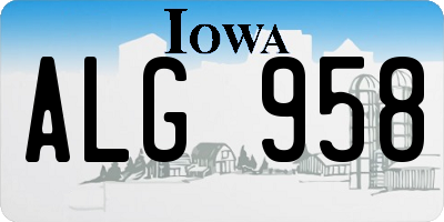 IA license plate ALG958