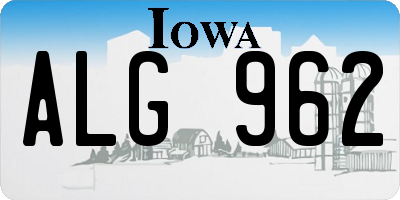 IA license plate ALG962