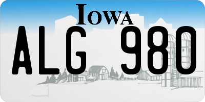 IA license plate ALG980