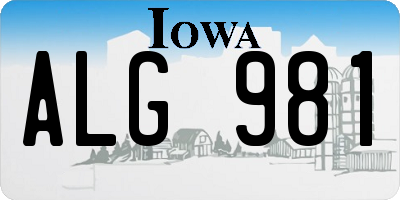 IA license plate ALG981