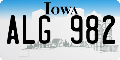 IA license plate ALG982