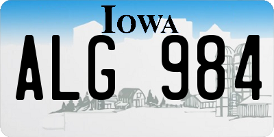 IA license plate ALG984