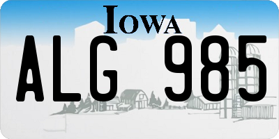IA license plate ALG985