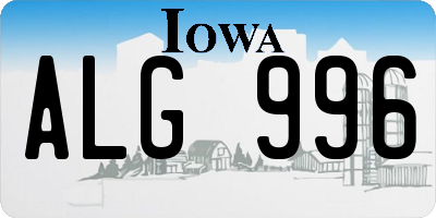IA license plate ALG996