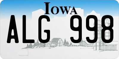 IA license plate ALG998