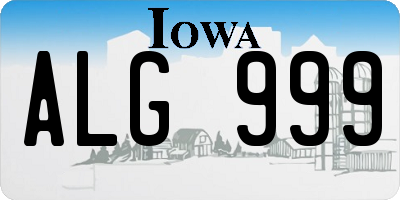 IA license plate ALG999