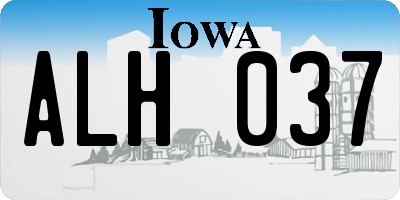 IA license plate ALH037
