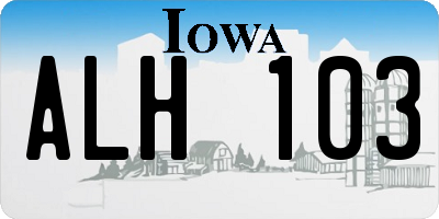 IA license plate ALH103