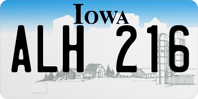 IA license plate ALH216