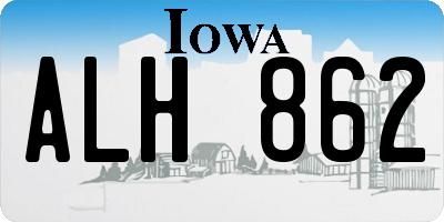 IA license plate ALH862