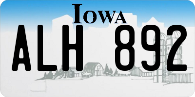 IA license plate ALH892