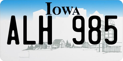 IA license plate ALH985