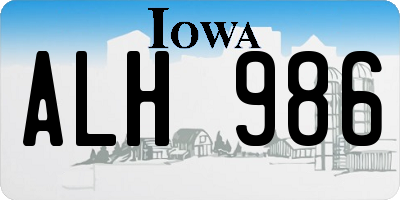 IA license plate ALH986