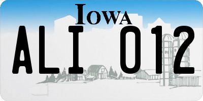 IA license plate ALI012