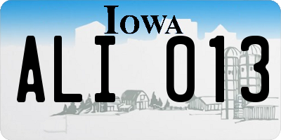 IA license plate ALI013