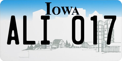 IA license plate ALI017