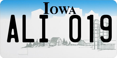 IA license plate ALI019