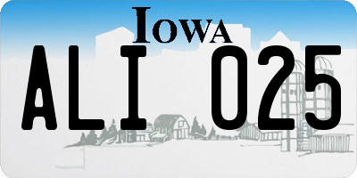 IA license plate ALI025