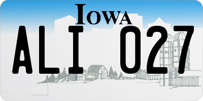 IA license plate ALI027