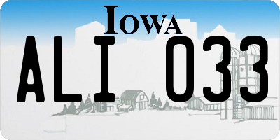 IA license plate ALI033