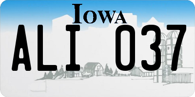 IA license plate ALI037