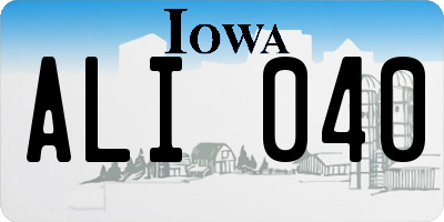 IA license plate ALI040
