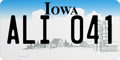IA license plate ALI041
