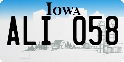 IA license plate ALI058