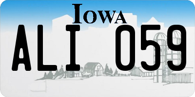 IA license plate ALI059