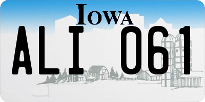 IA license plate ALI061