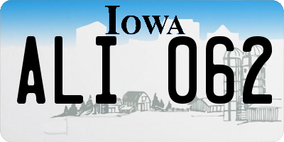 IA license plate ALI062