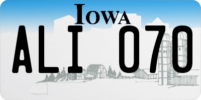 IA license plate ALI070
