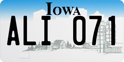 IA license plate ALI071