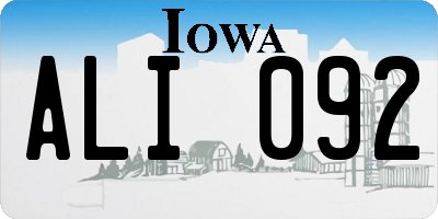 IA license plate ALI092