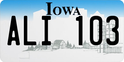 IA license plate ALI103
