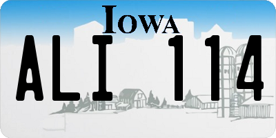 IA license plate ALI114