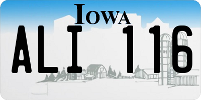 IA license plate ALI116