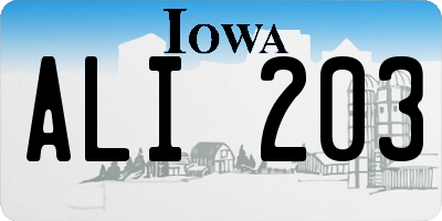 IA license plate ALI203