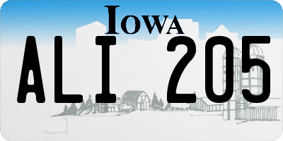 IA license plate ALI205
