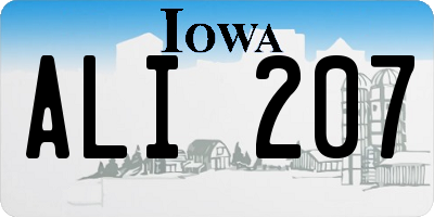 IA license plate ALI207