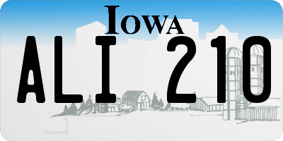 IA license plate ALI210