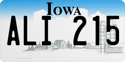 IA license plate ALI215